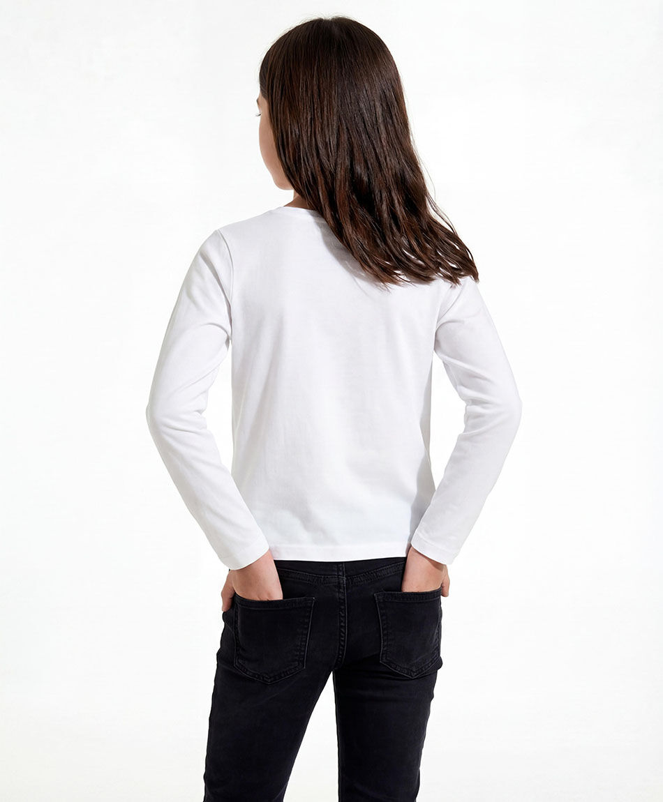 Remera ni&ntilde;a manga larga blanca
