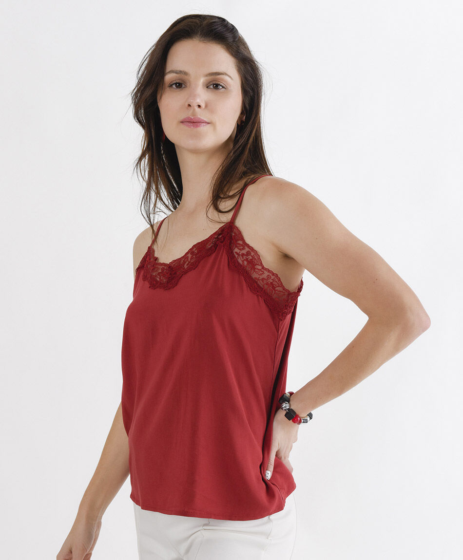 Blusa mujer top encaje liso