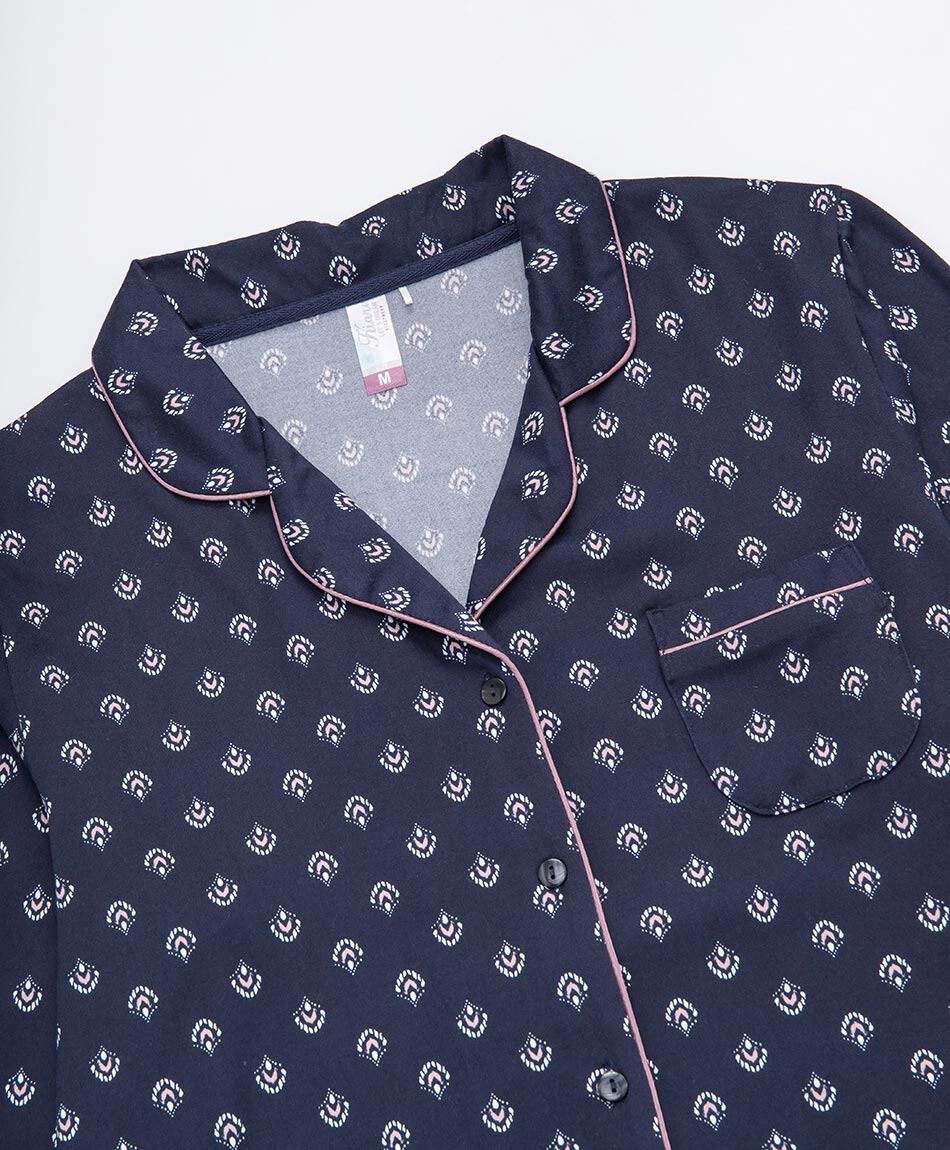 Pijama mujer camisero print navy