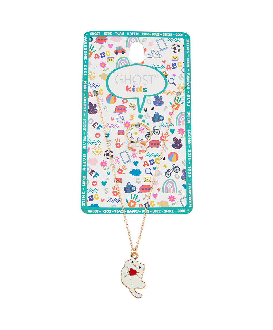 Set collar + anillo infantil gato