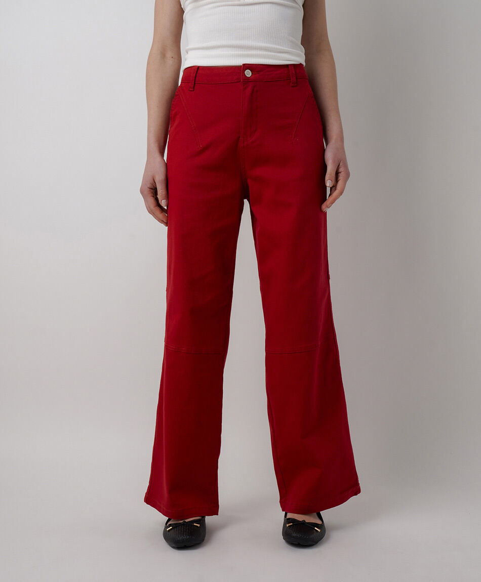 Jeans mujer wide leg rojo
