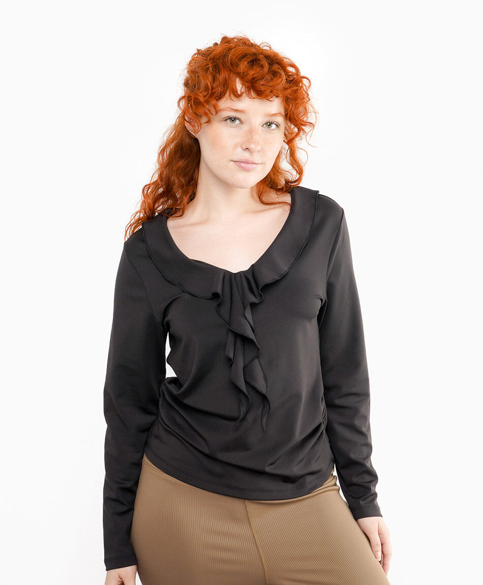 Remera mujer cuello vuelos