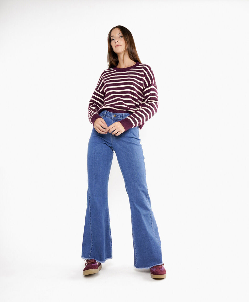 Jeans mujer flare tiro alto estructurado