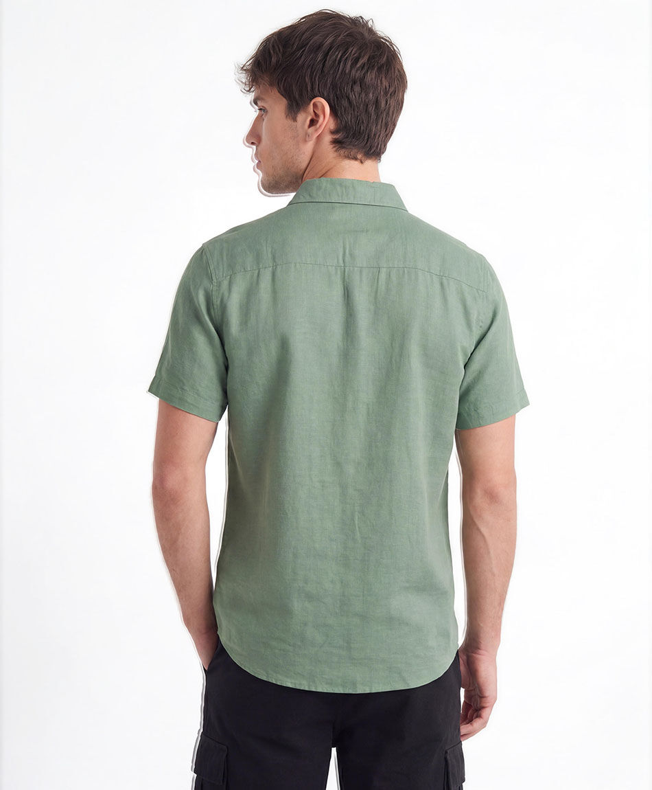 Camisa hombre lino bordado