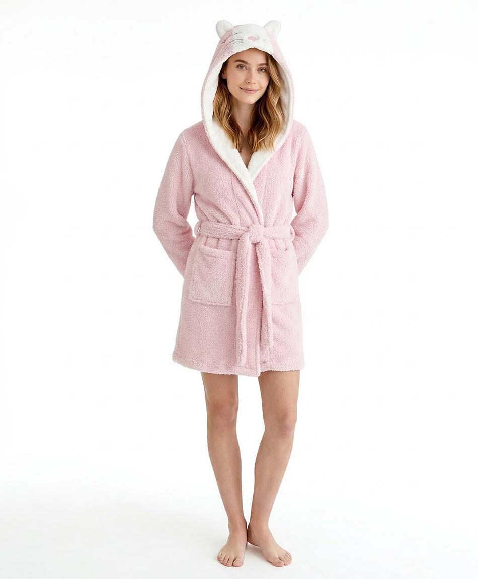 Bata mujer gato rosado