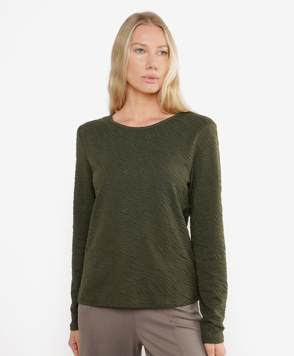 Remera mujer textura cebra verde