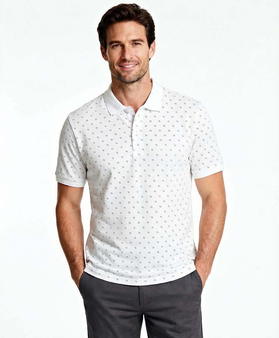 Remera hombre cuello polo puntitos