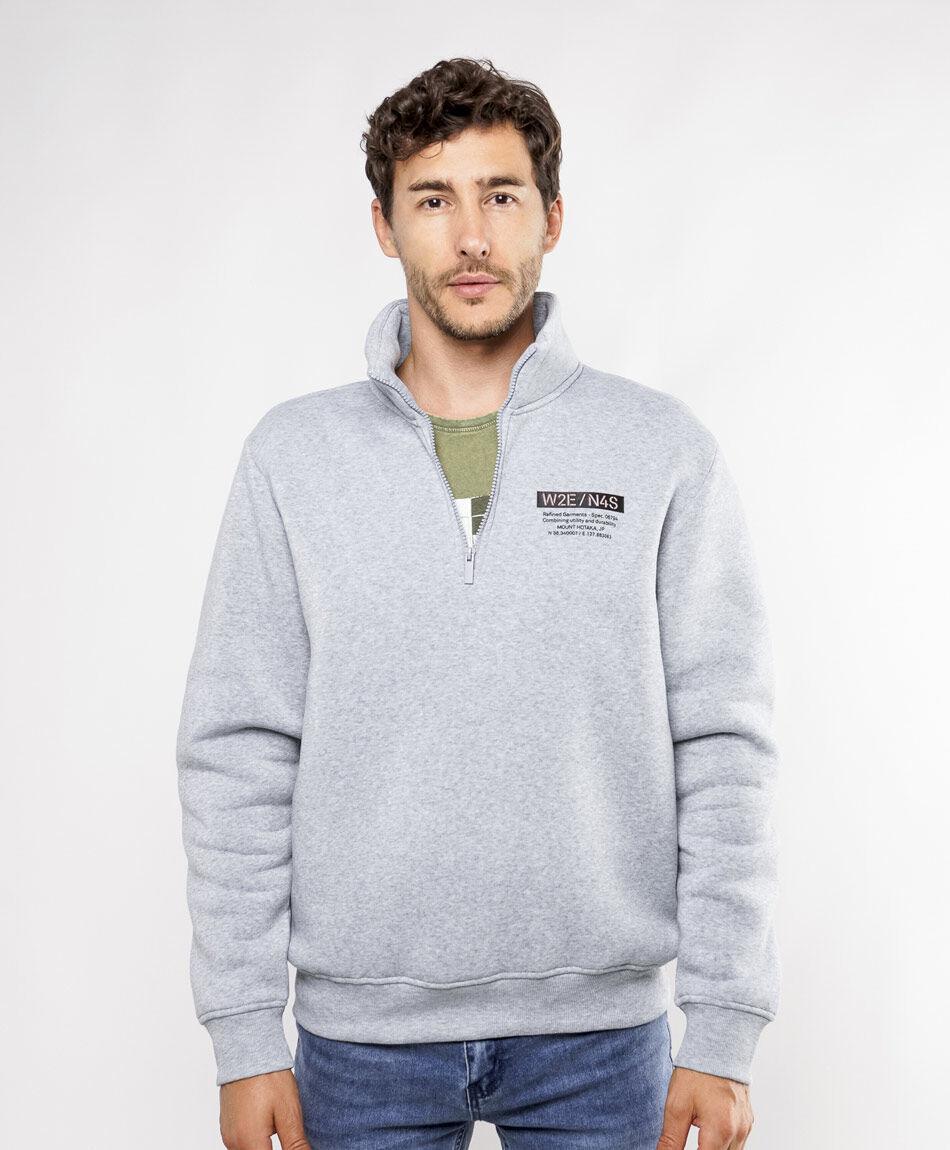 Buzo hombre mini print medio cierre