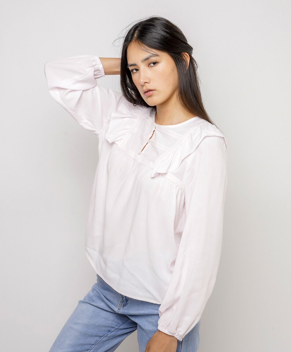 Camisa mujer vuelos laterales white