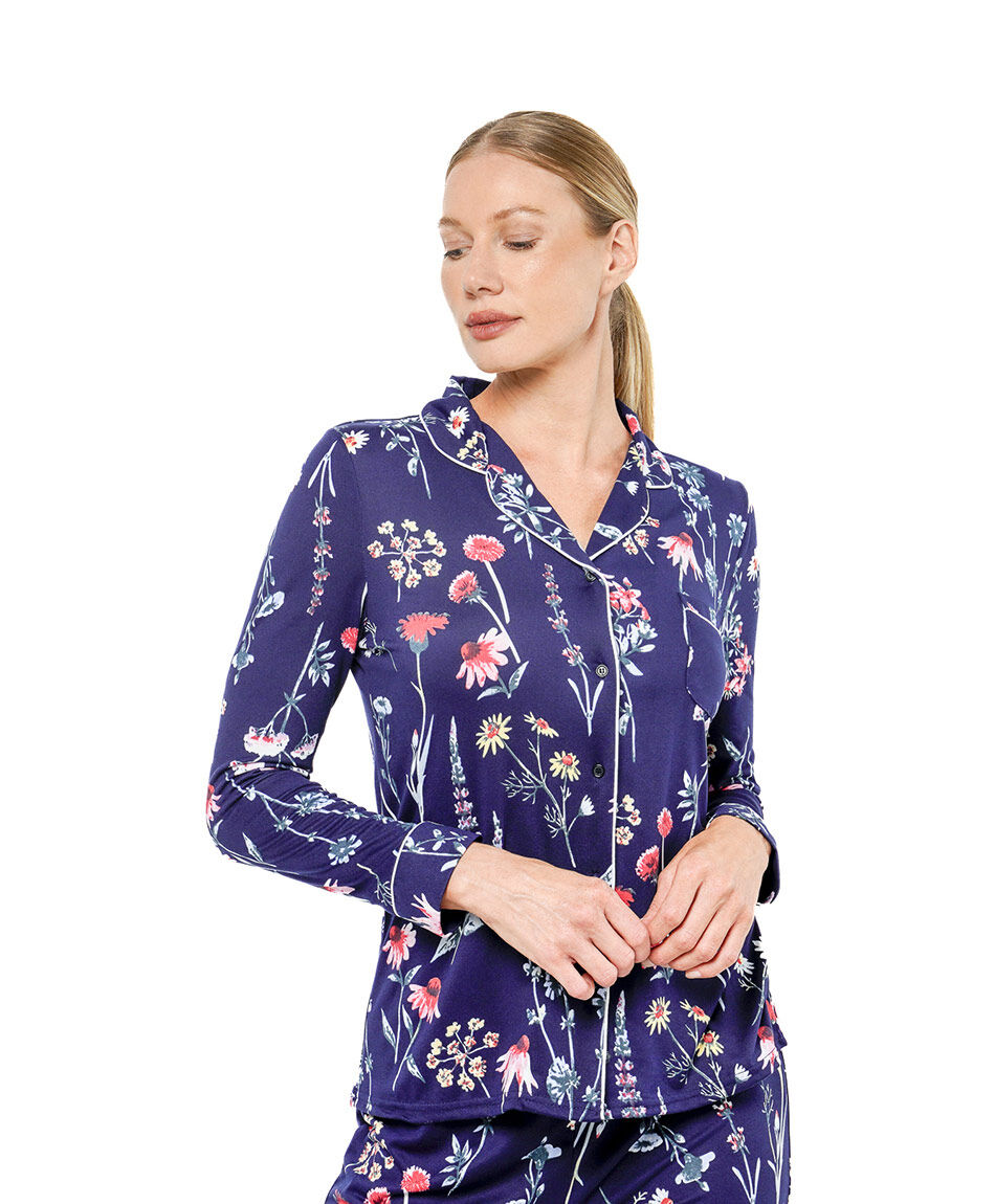Pijama mujer floreado camisero