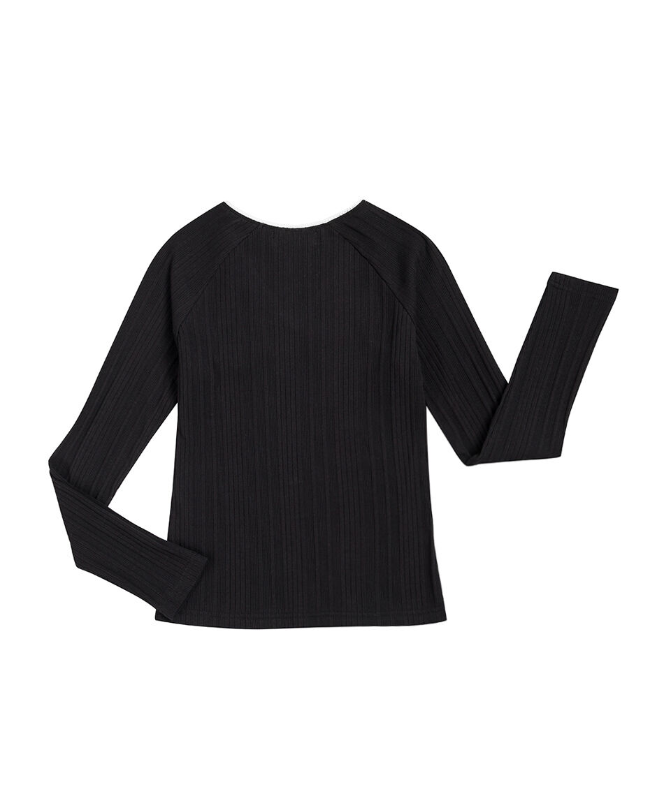 Remera ni&ntilde;a manga larga moda negro