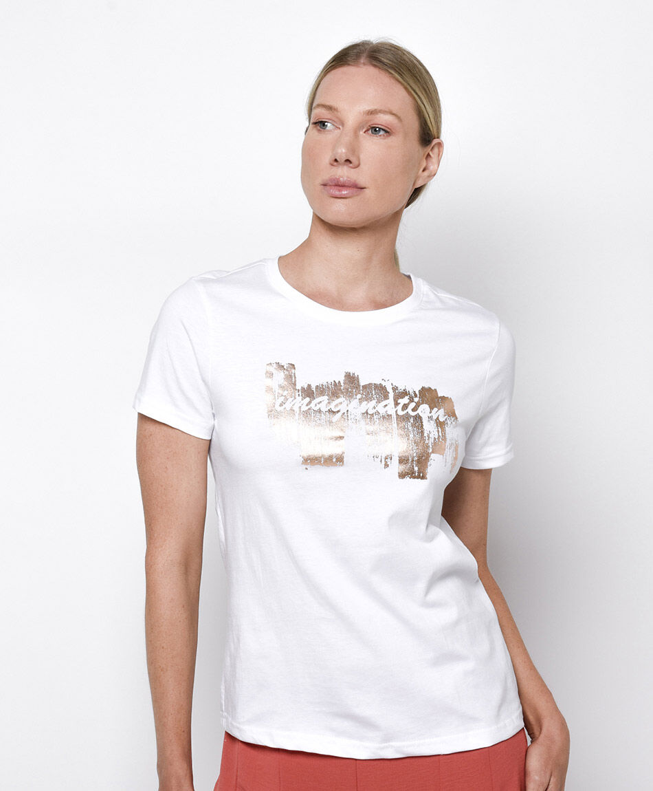 Remera mujer texto pinceleada