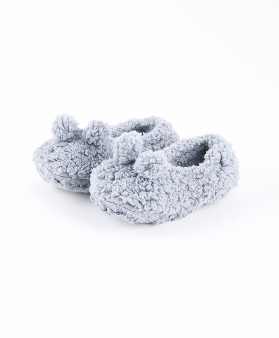 Media de dormir mujer pomp&oacute;n gris