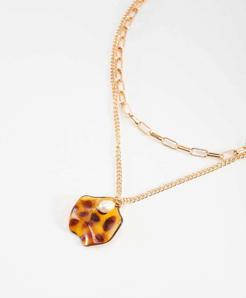 Set collar + aros mujer animal print
