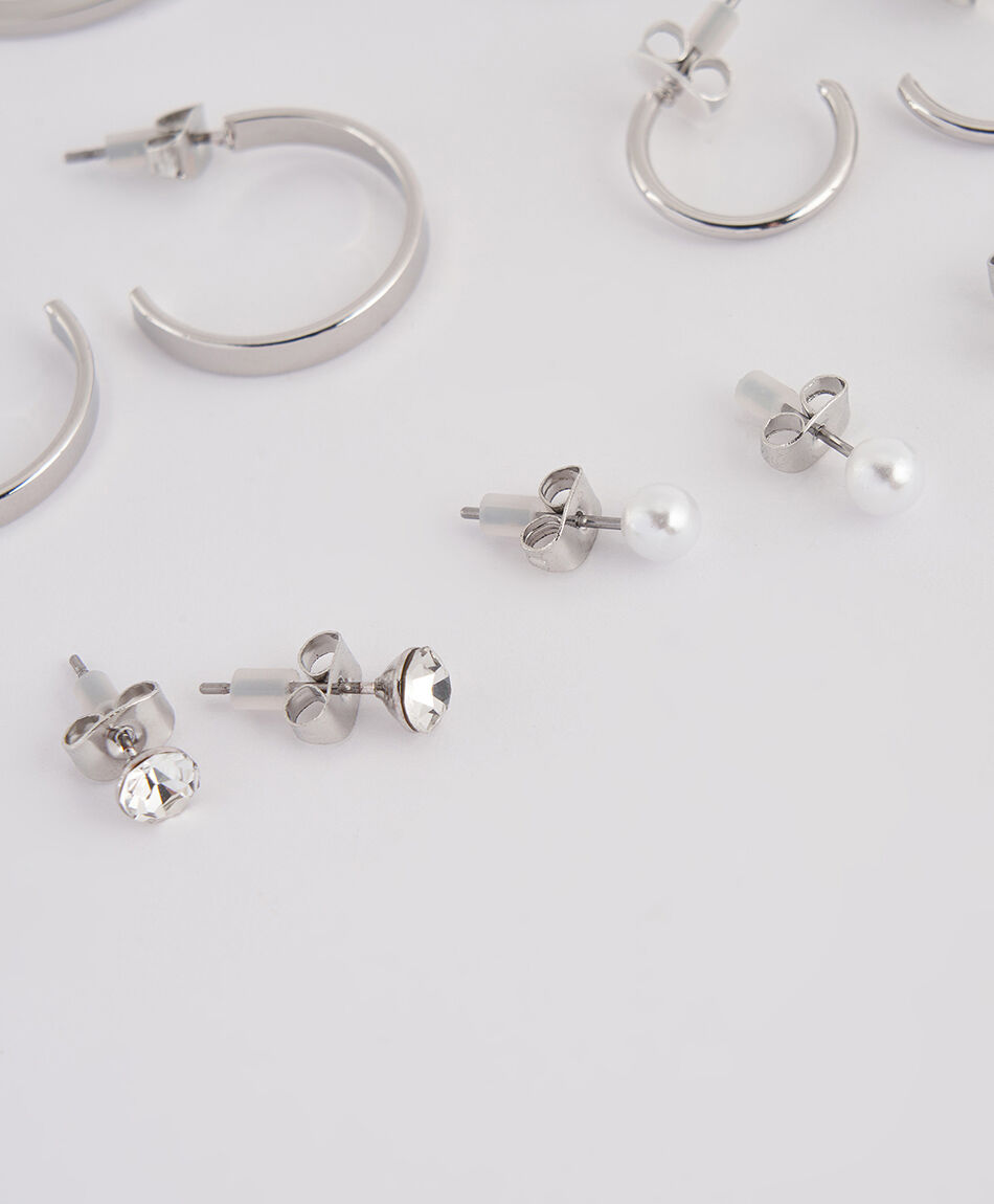 Set 6 aros mujer plateados