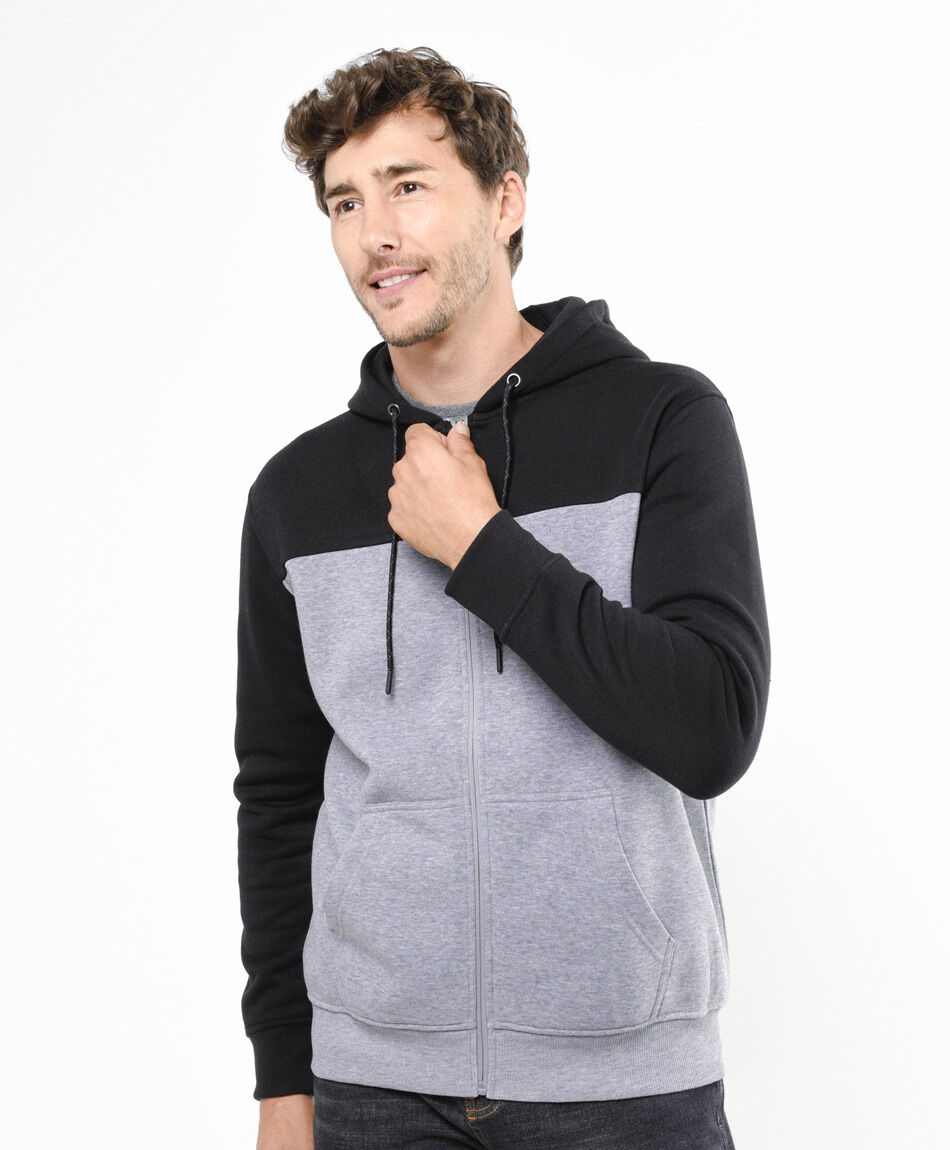 Buzo hombre gris y negro