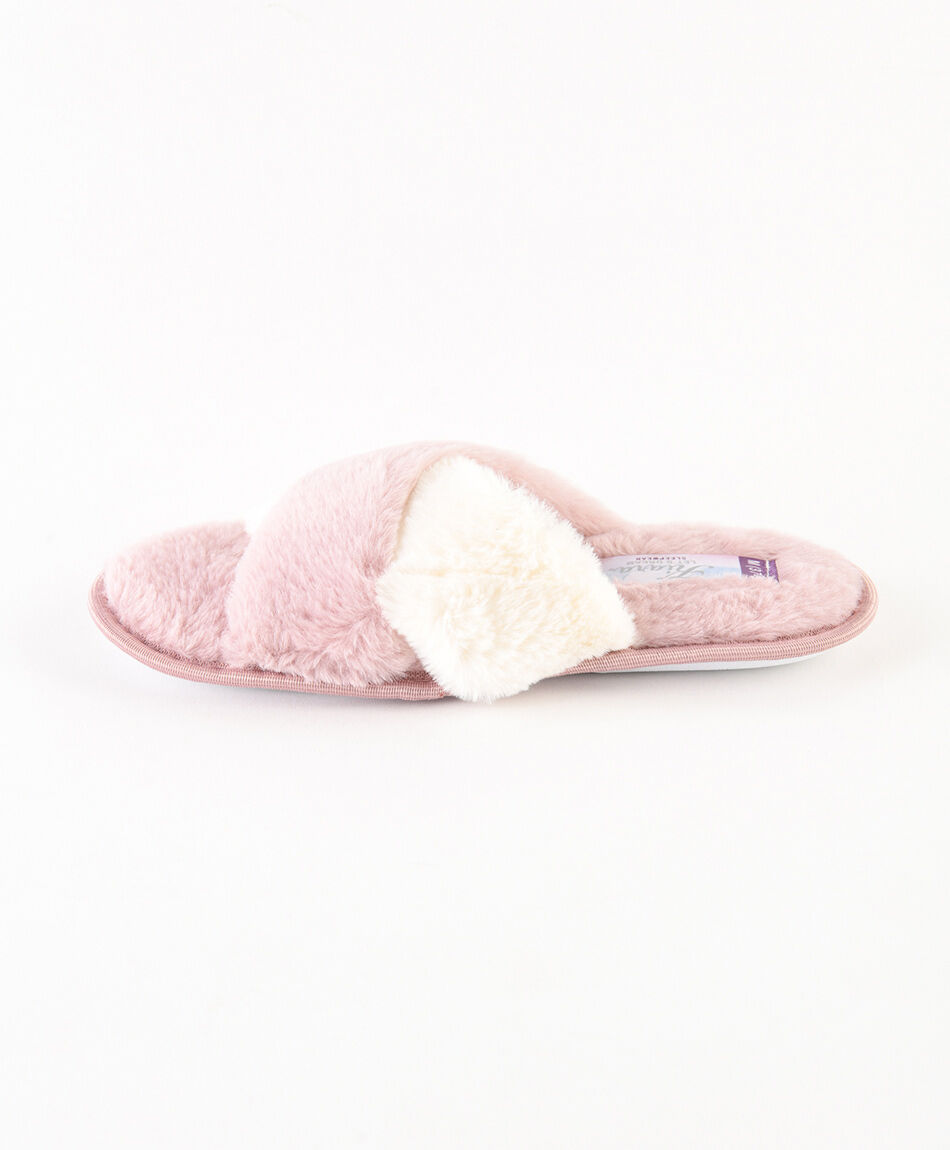Pantufla mujer cruzada rosada
