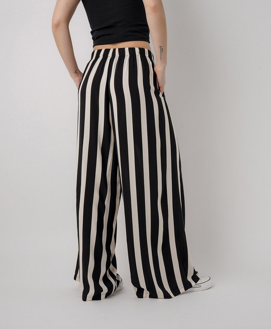 Pantal&oacute;n mujer palazzo l&iacute;neas bicolor