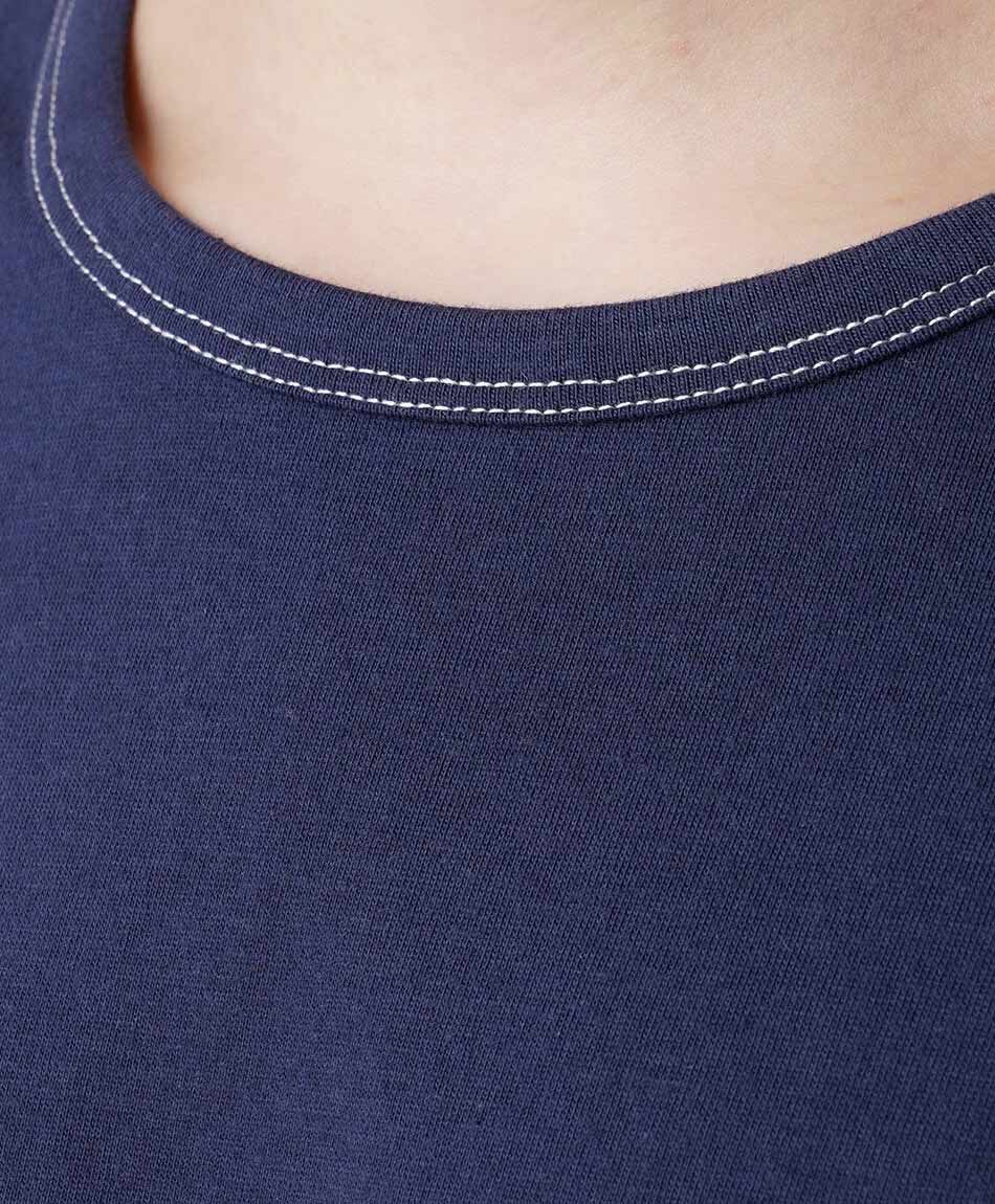 Remera mujer azul l&iacute;neas mangas