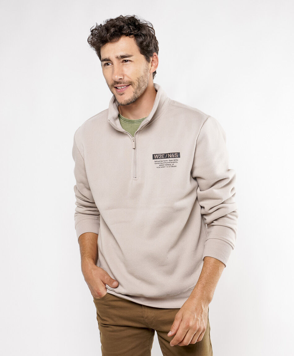 Buzo hombre mini print medio cierre