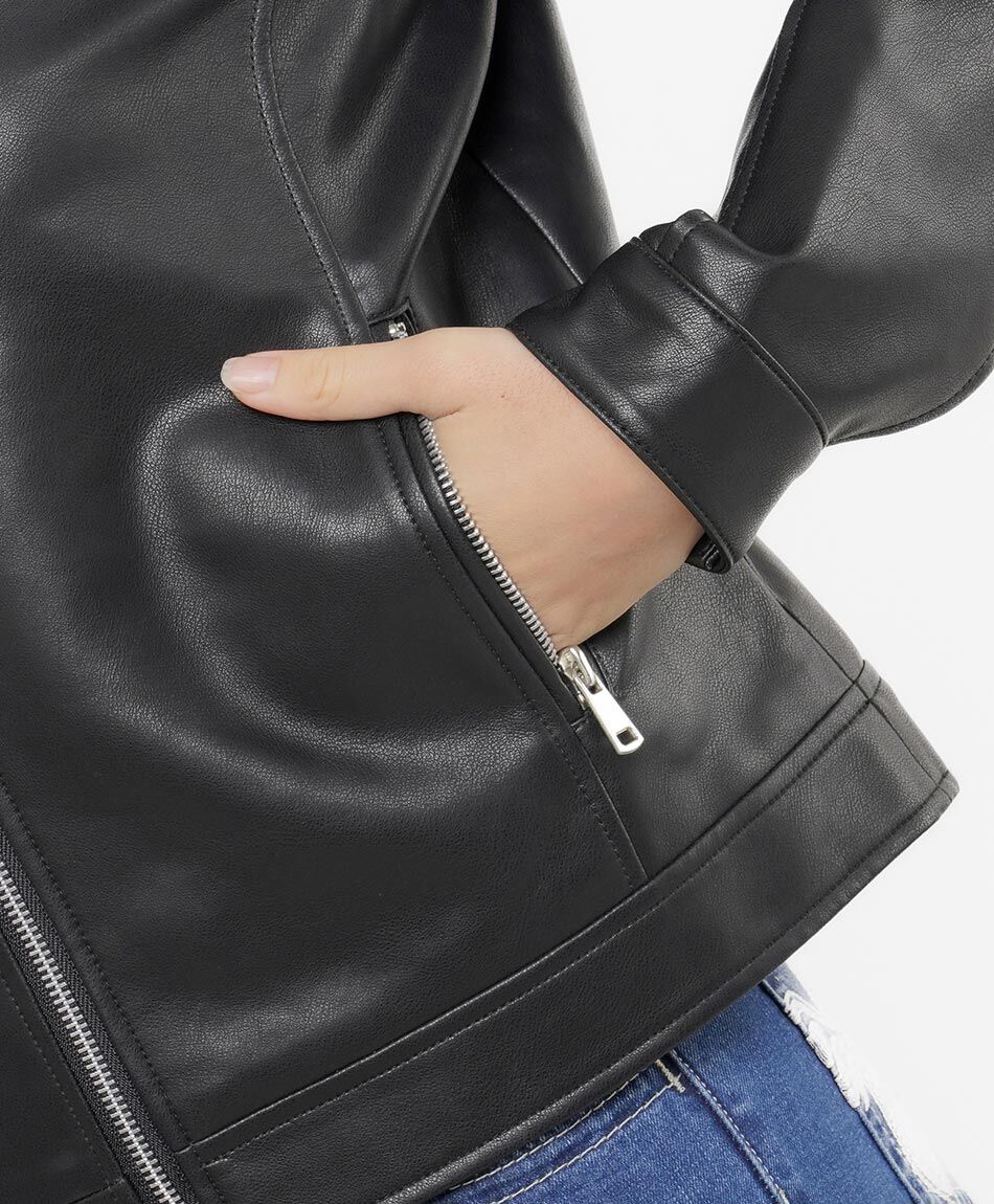 Campera mujer biker eco-cuero negra