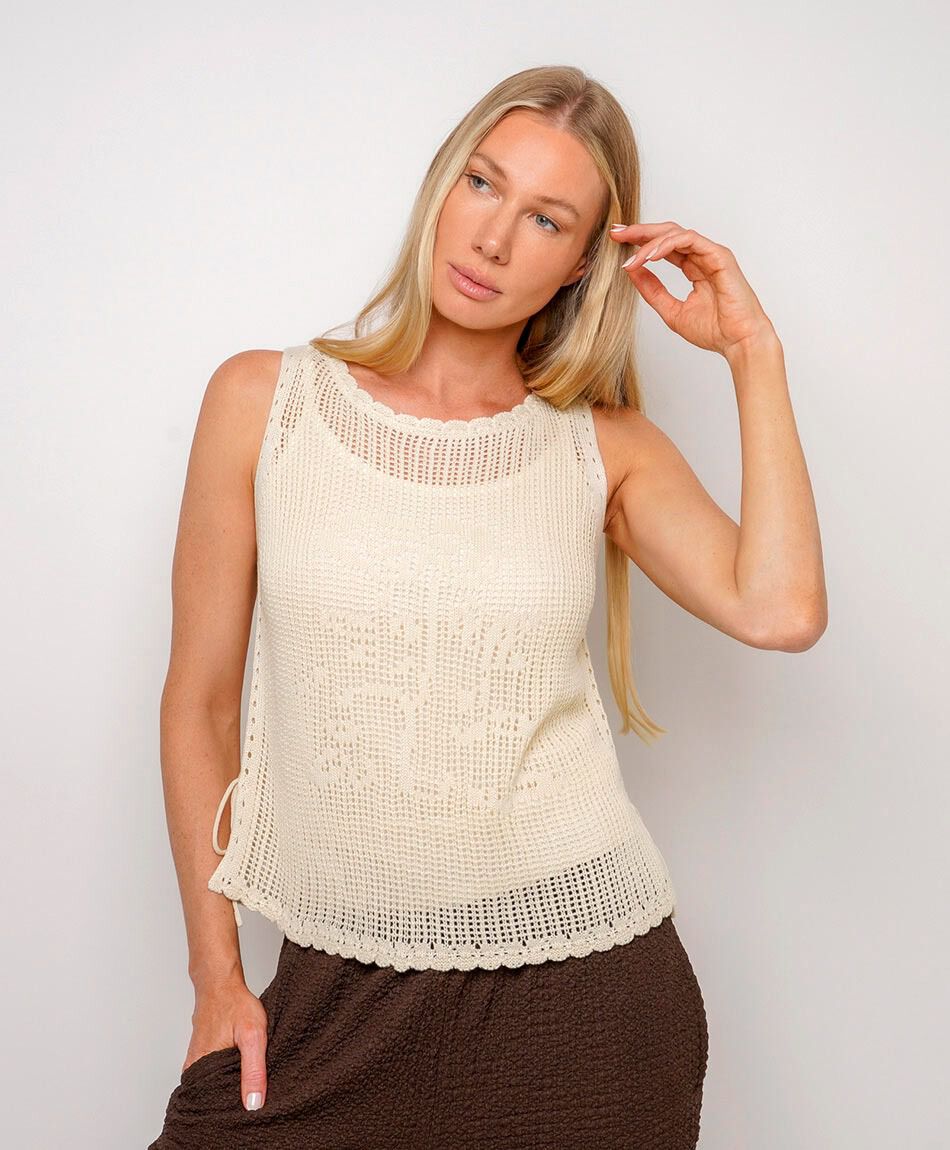 Sweater mujer calado sin mangas