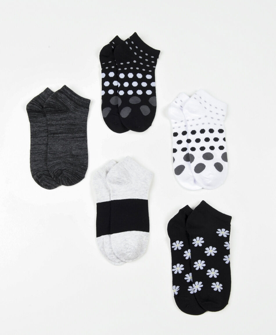 Pack 5 medias mujer puntos y flores