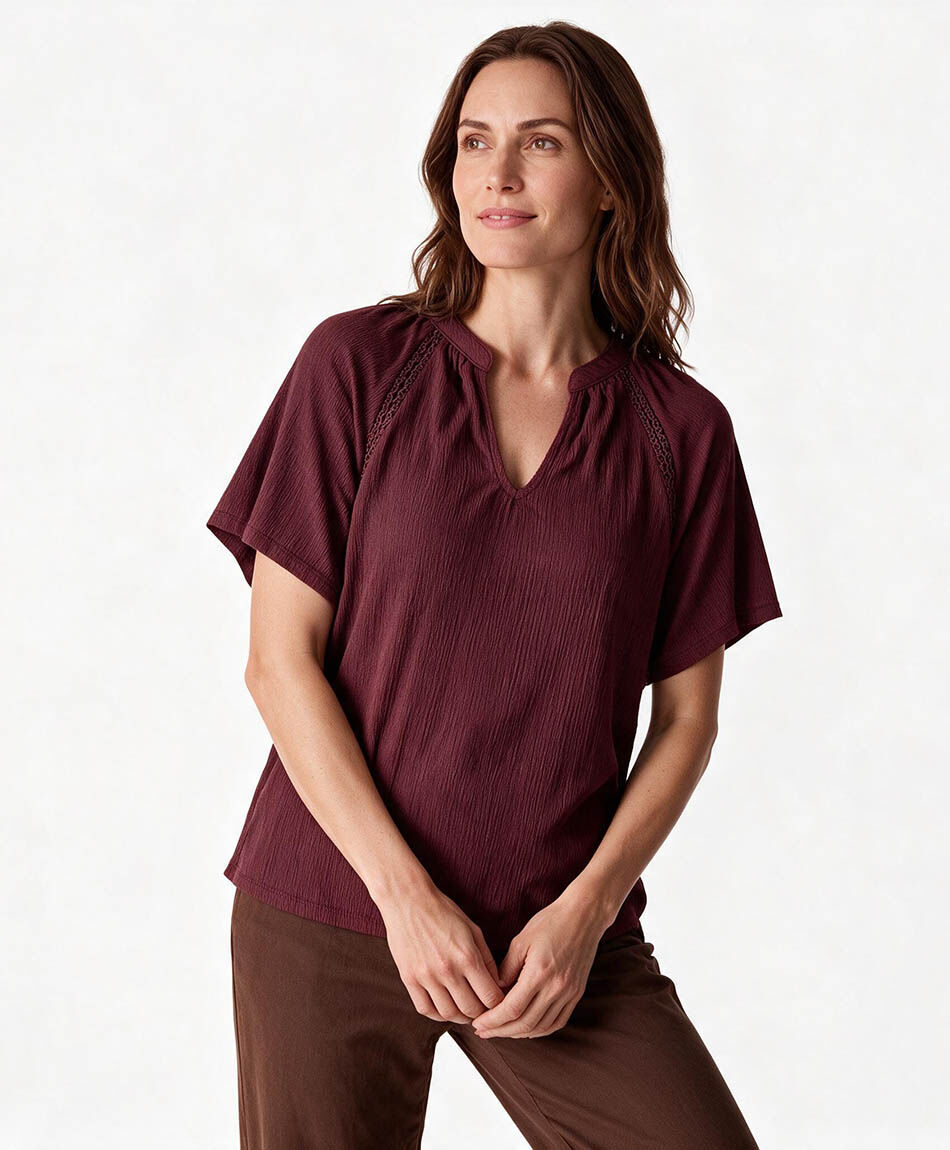 Remera mujer mao encajes