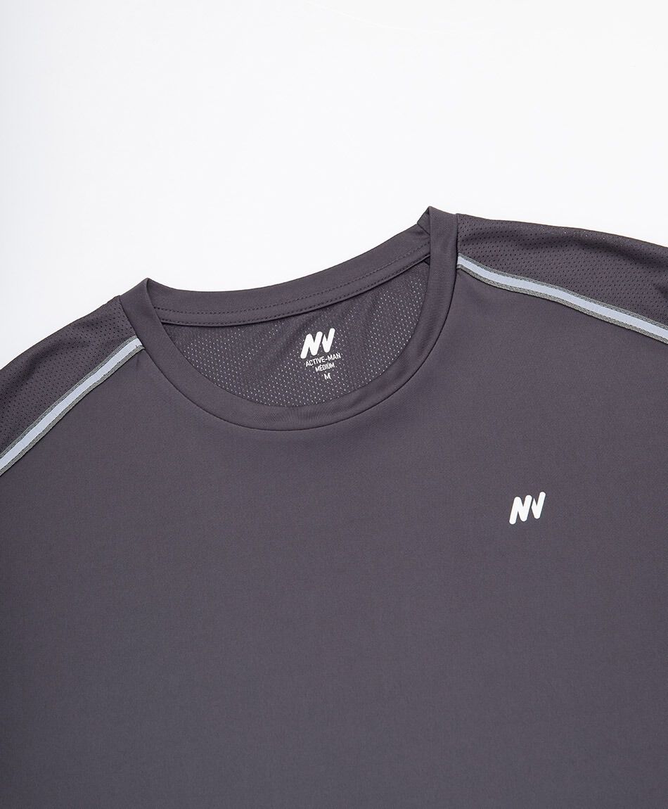 Polera deportiva hombre lisa gris