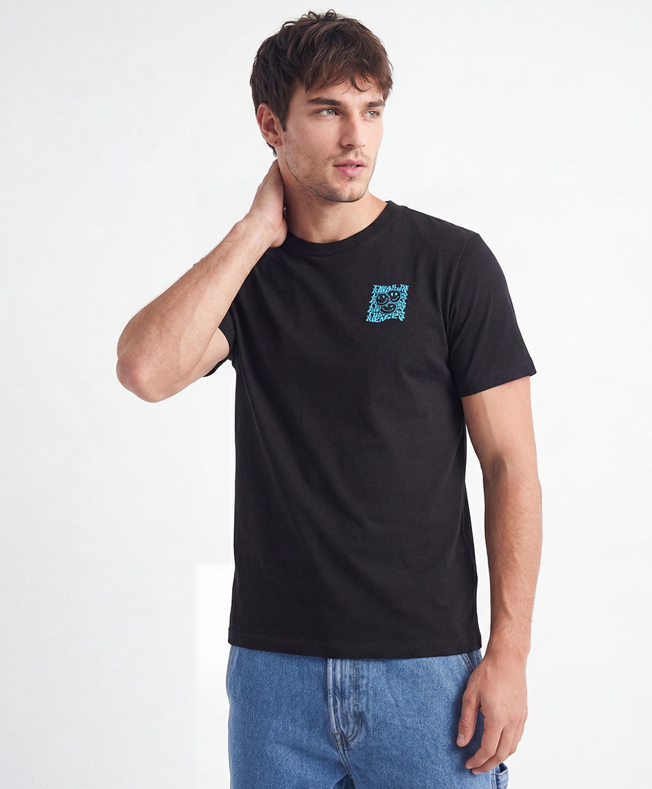 Remera hombre doble estampado graffiti caritas