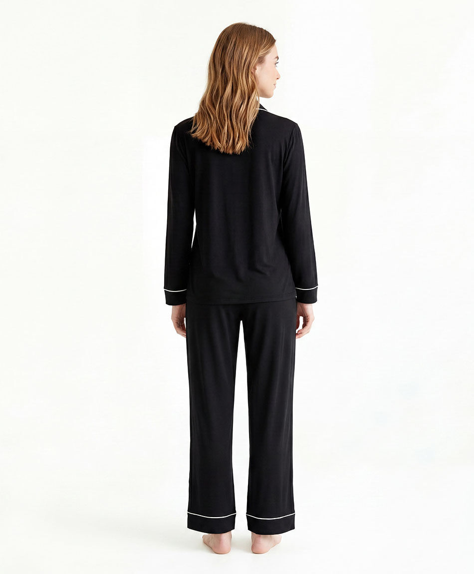 Pijama mujer camisero negro