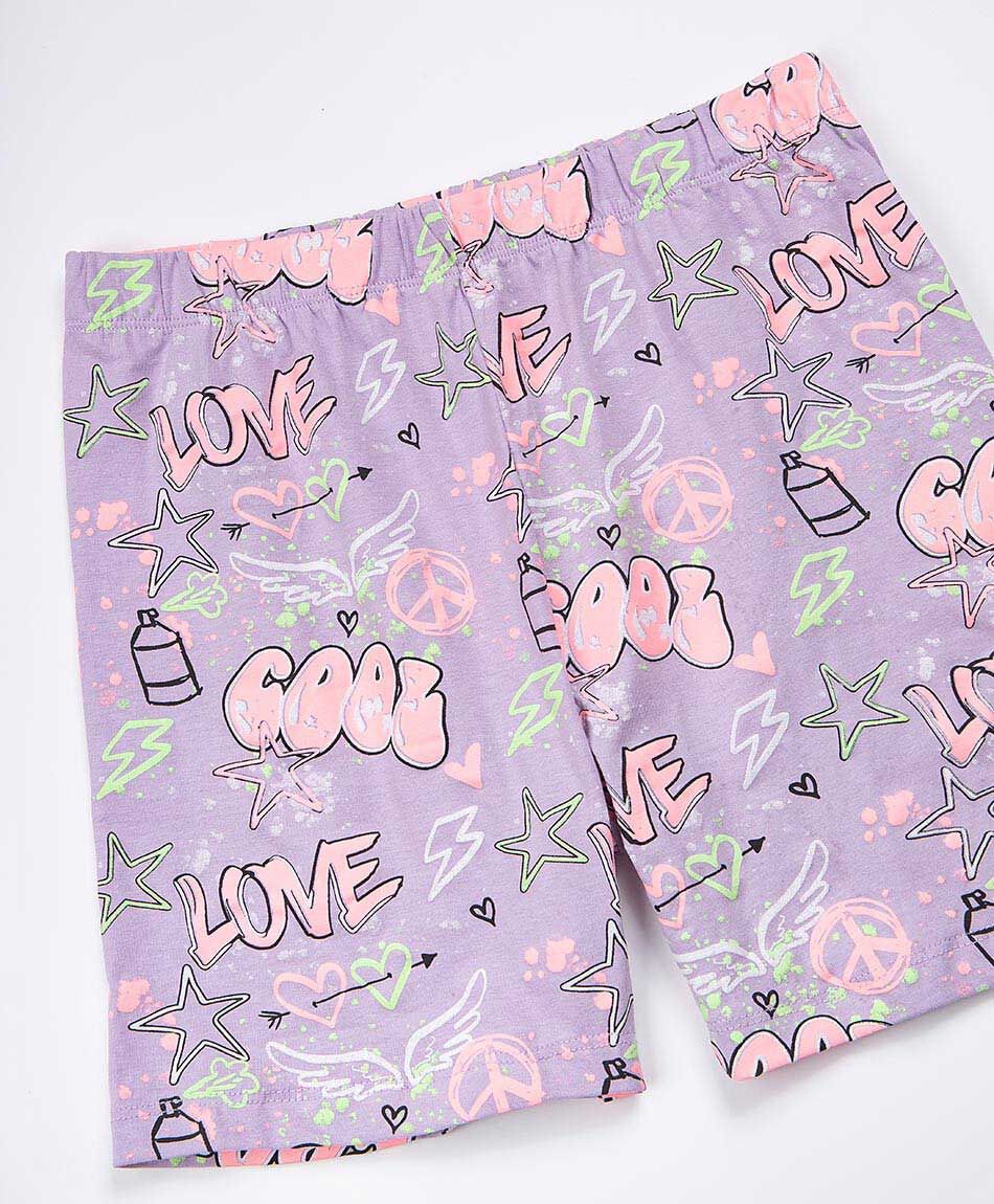 Short ni&ntilde;a biker graffiti