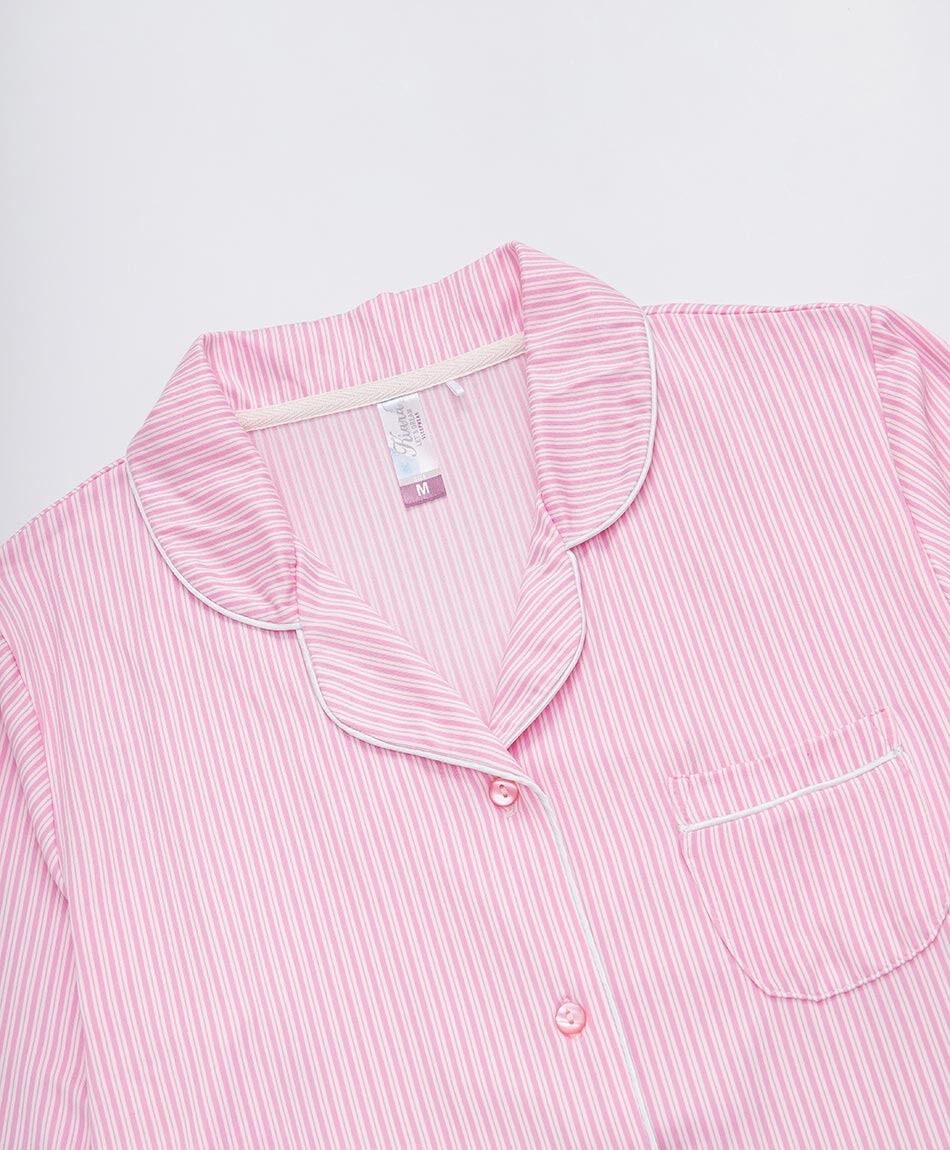 Pijama mujer camisero rosado l&iacute;neas