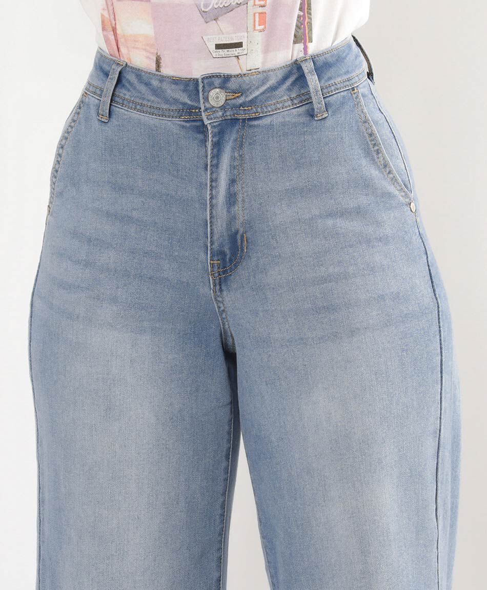 Jeans mujer bolsillo lateral wide