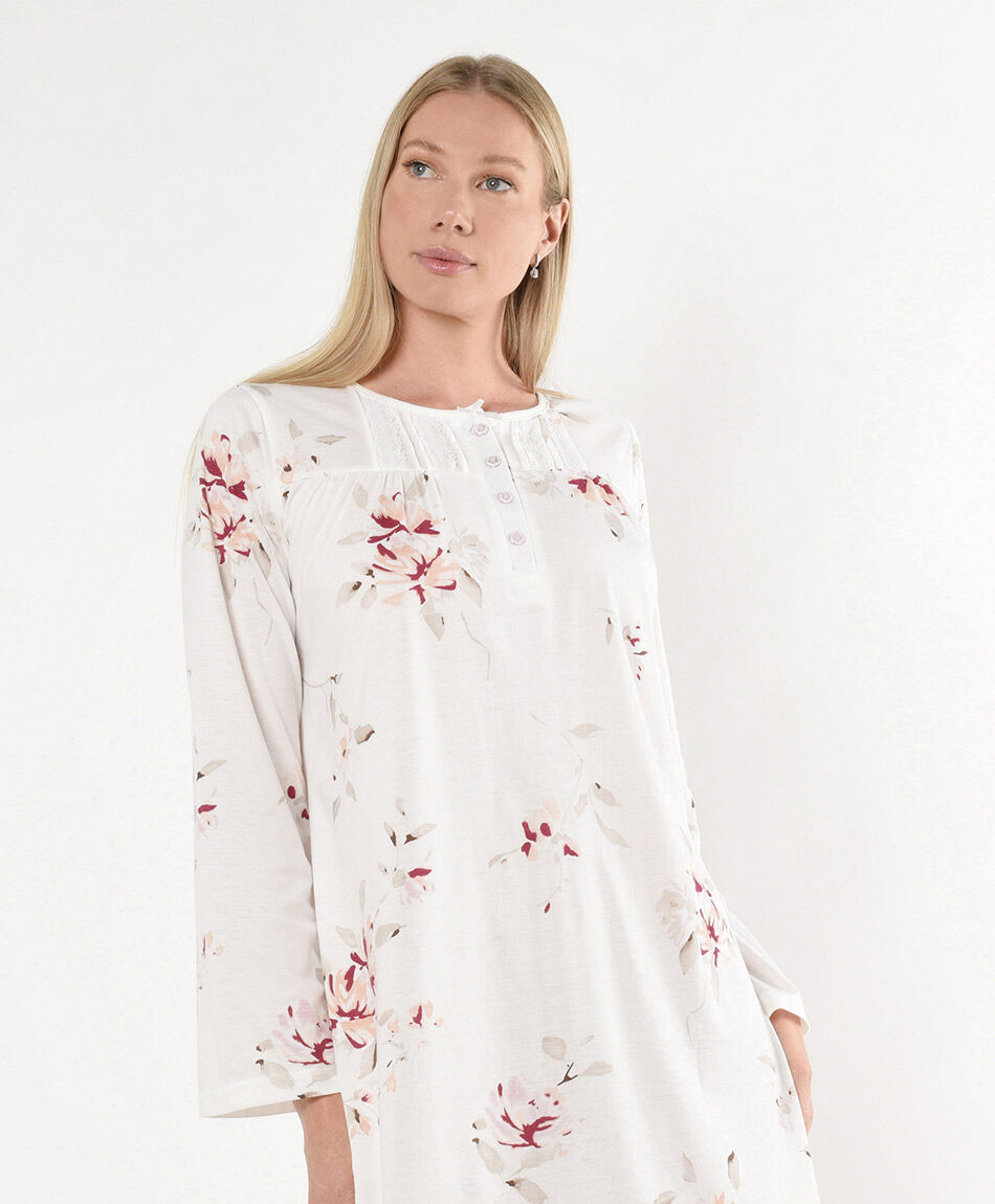 Camison de dormir mujer floreada manga larga