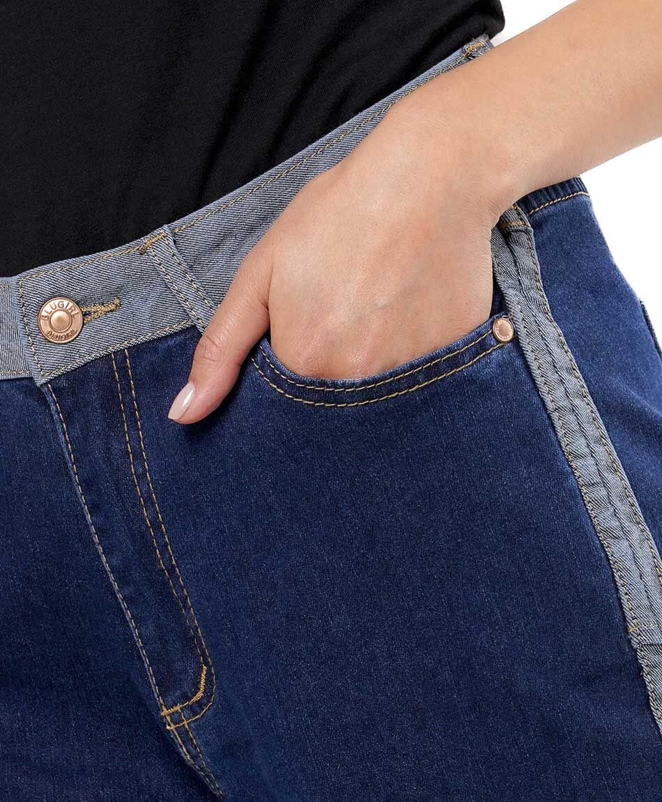 Jeans mujer pretina contrastada