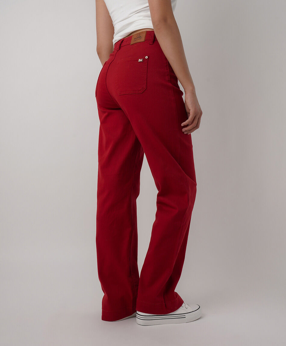 Jeans mujer wide leg rojos
