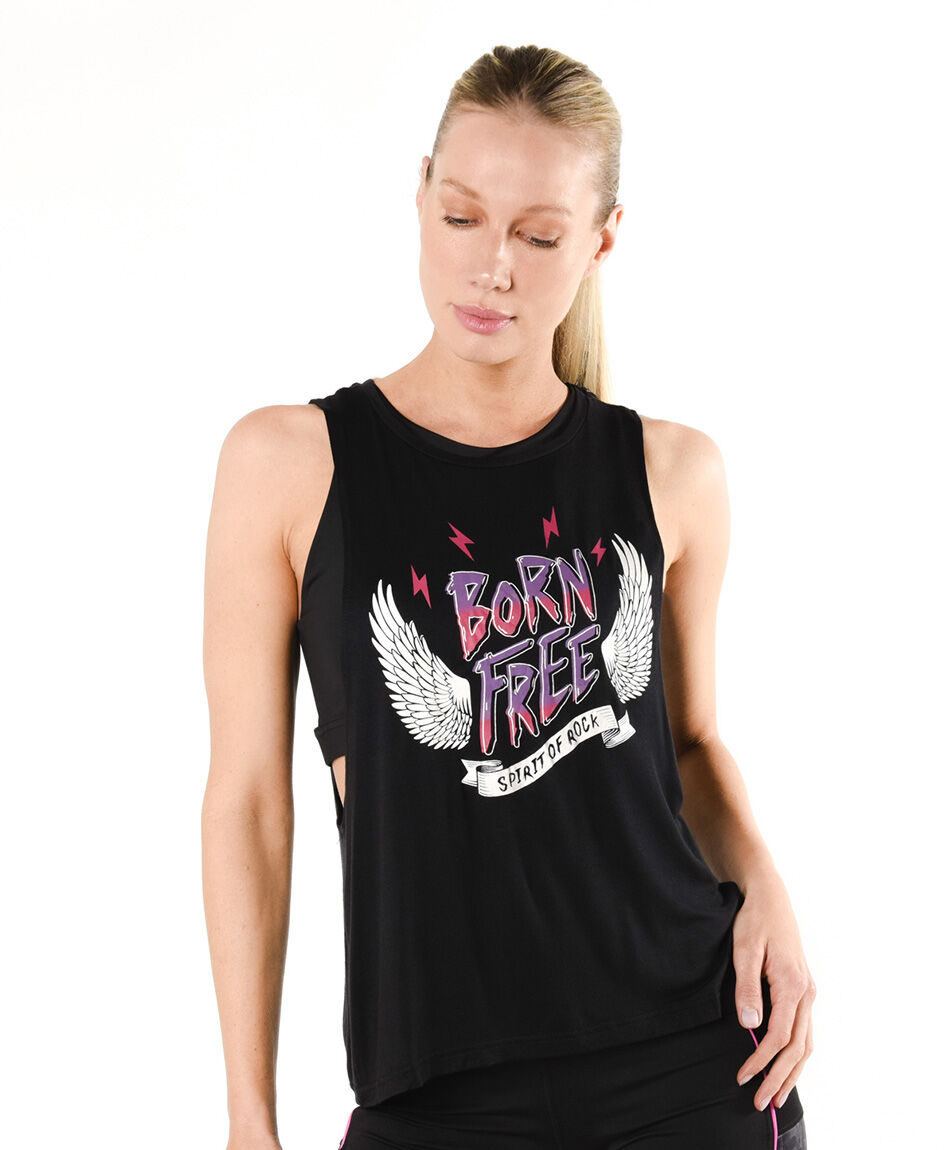 Polera deportiva mujer rock sin mangas