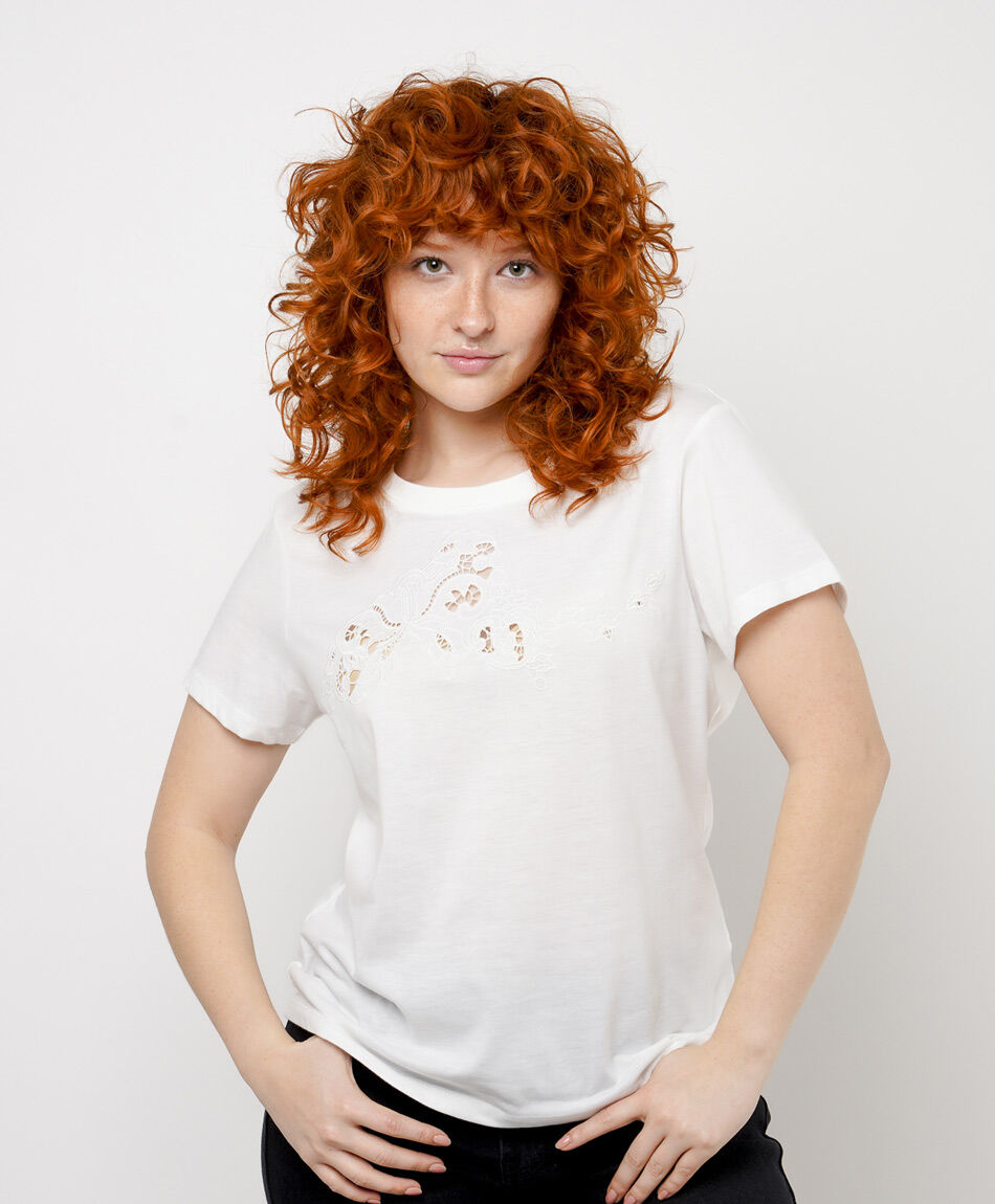 Remera mujer bordado calado