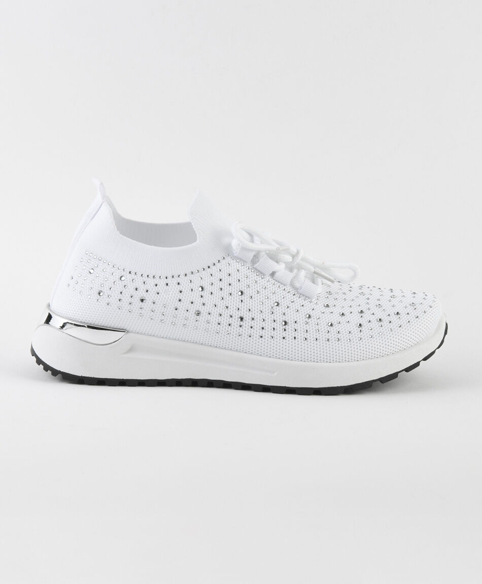 Zapatilla mujer piedritas blanca