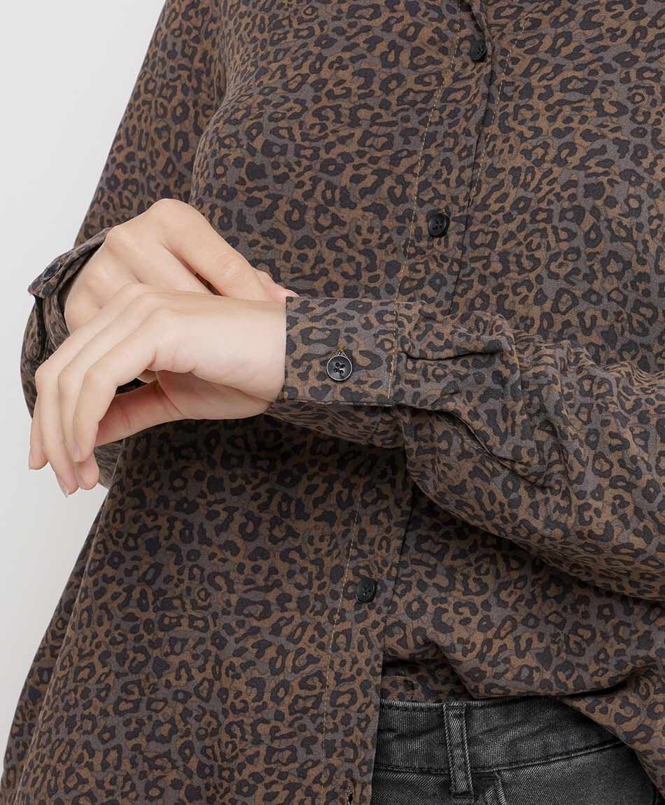 Camisa mujer animal print larga