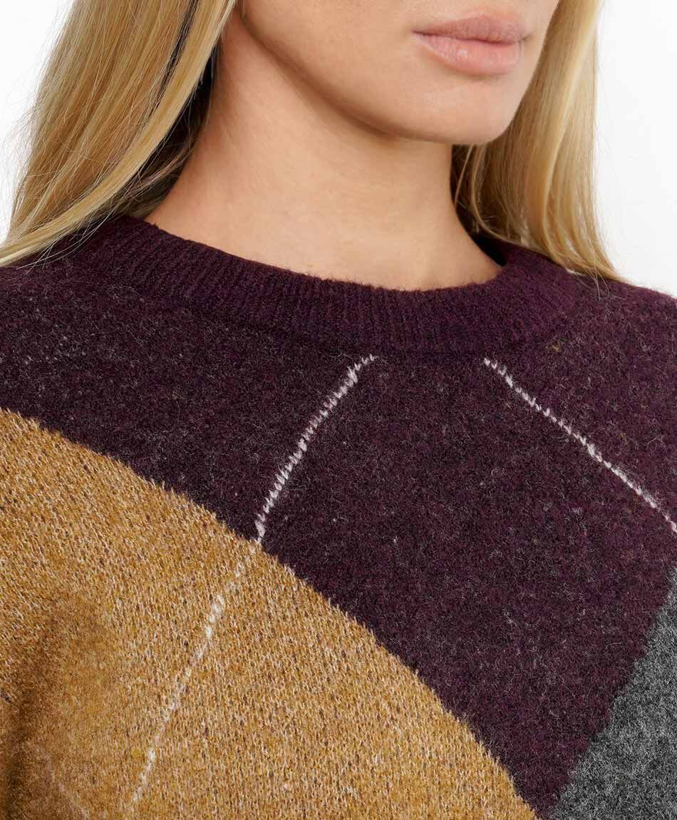 Sweater mujer rombos tricolor