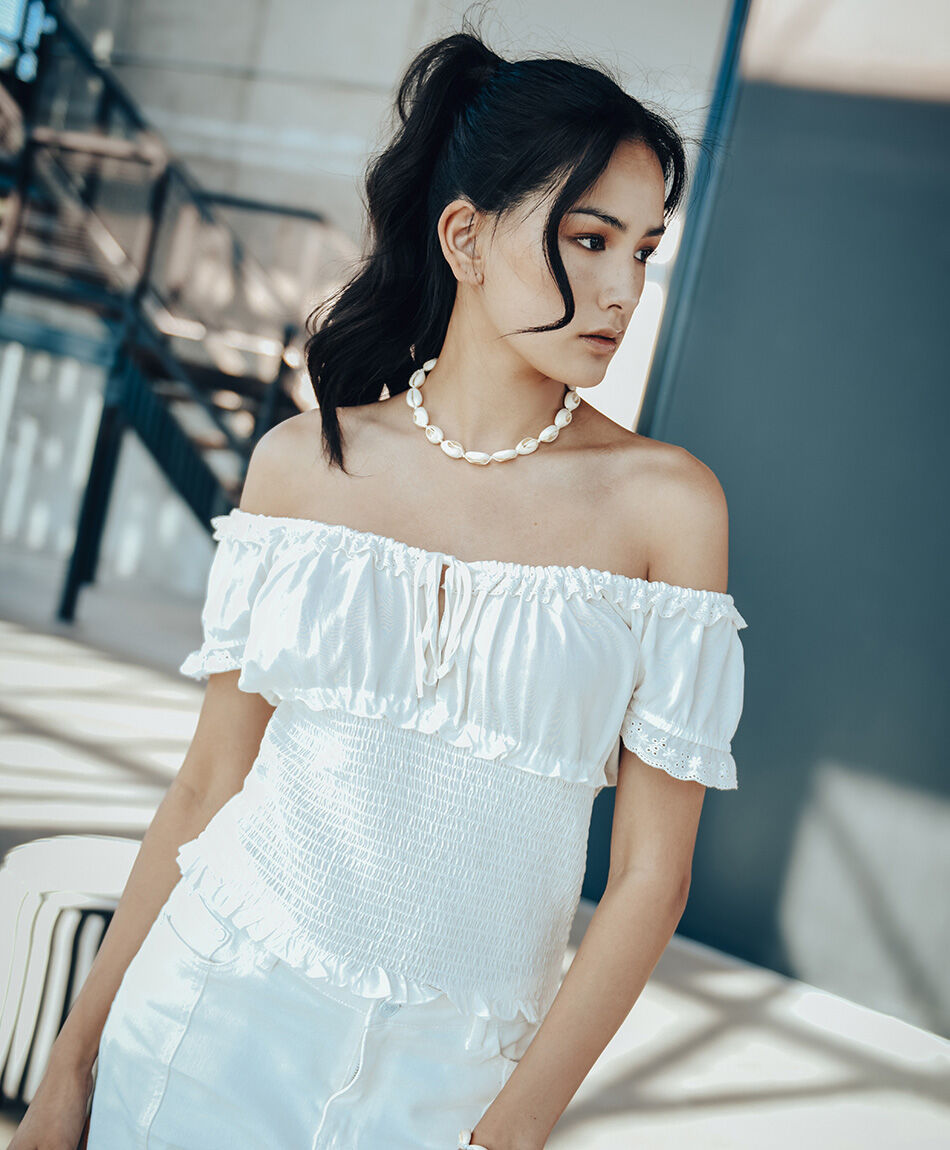 Camisa mujer rom&aacute;ntica el&aacute;stico