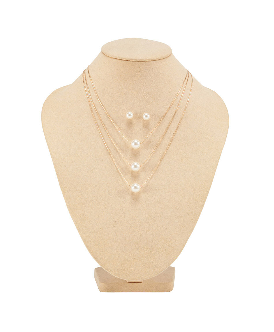 Set collar + aros mujer perlas