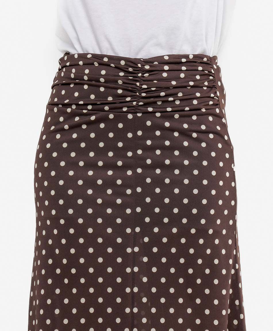 Pollera mujer dise&ntilde;o lunares brown