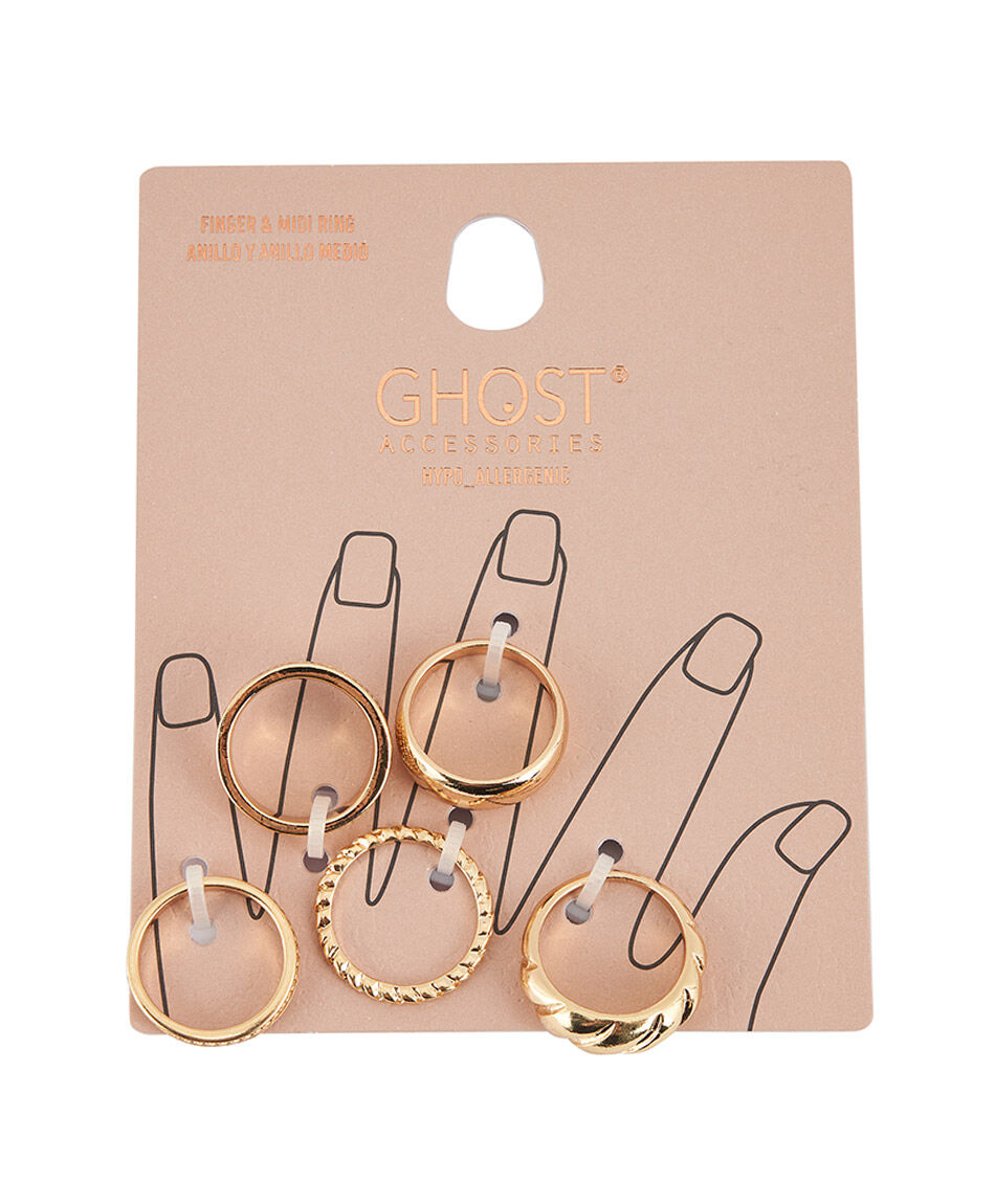 Set 5 anillos mujer dorados