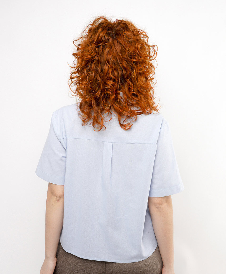 Camisa mujer lisa celeste lino