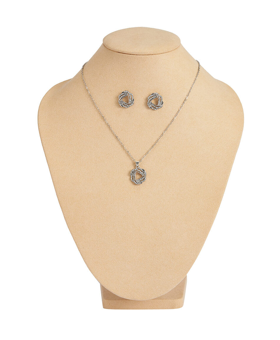 Set aros + collar mujer piedritas