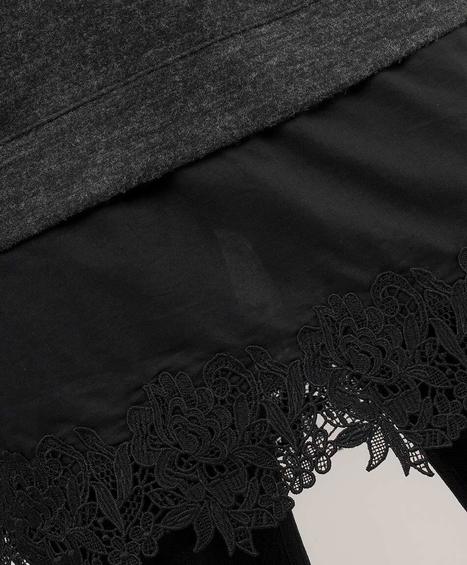 Remera mujer basta encaje larga black