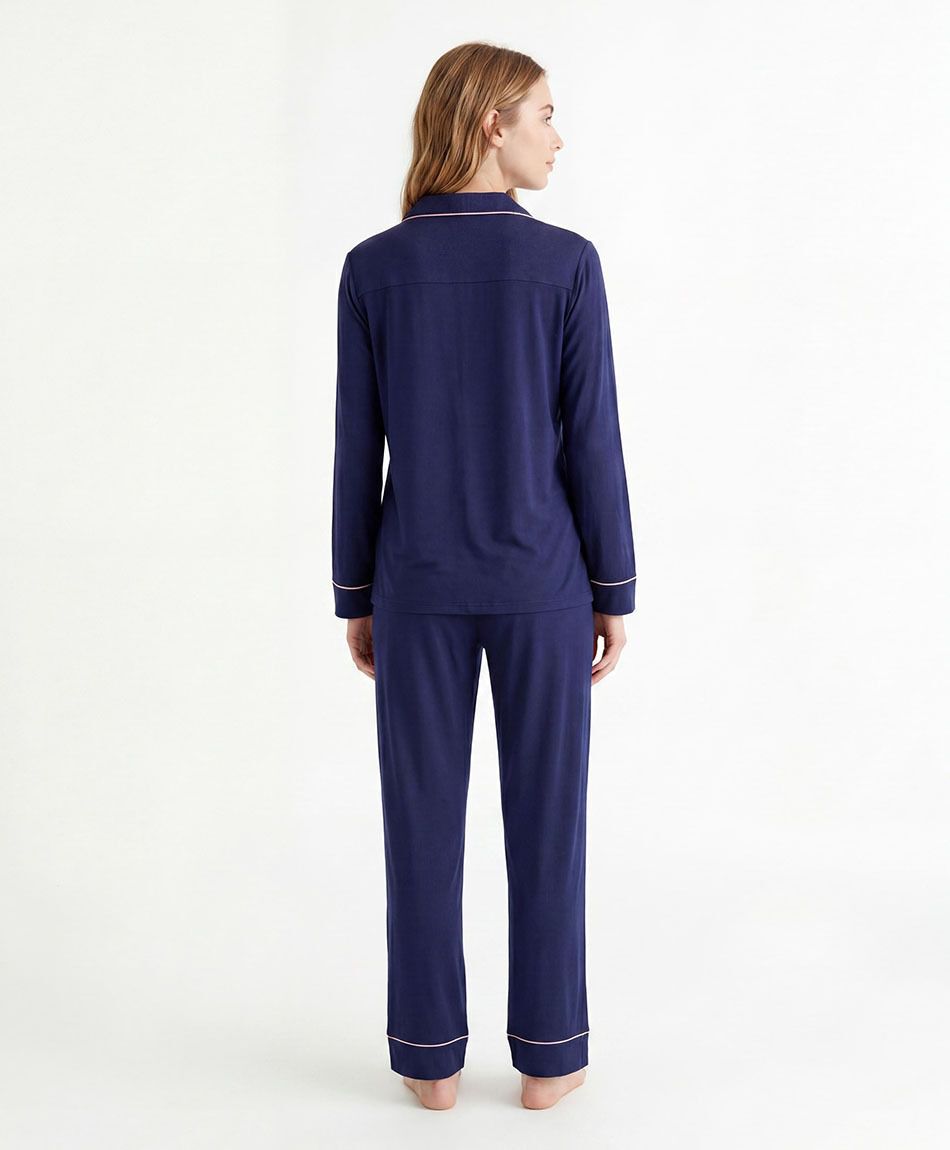Pijama mujer camisero azul oscuro